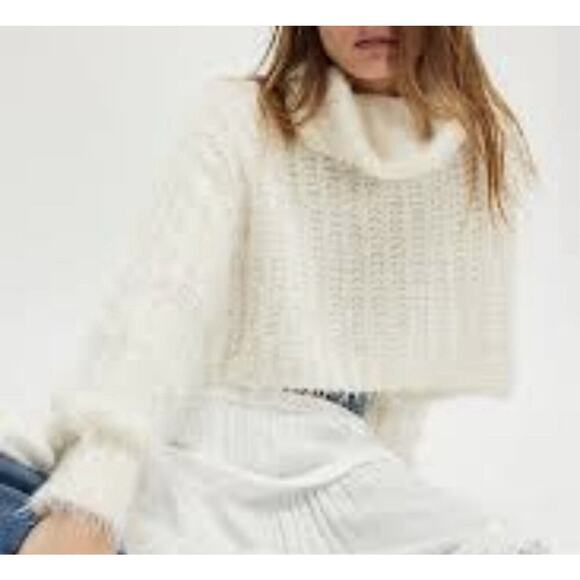 Free People Wool Blend Cropped Sweater Size XL Pullover Boho Soft Feminine - Picture 2 of 15